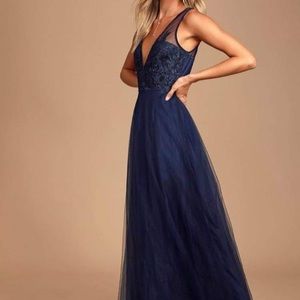 Lulu navy bridesmaid dress